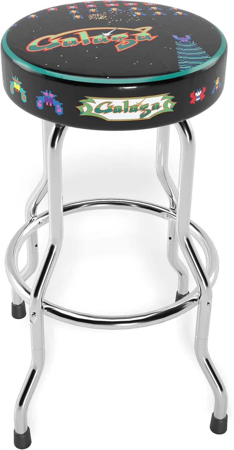 Arcade1Up Officially Licensed Adjustable Stool with Chrome-Plated Steel Frame and High-Density Foam Padding for Supreme Gaming Comfort (Galaga) - Image 2